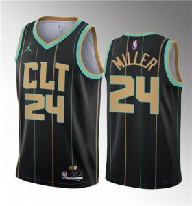 Wholesale Cheap Men\'s Charlotte Hornets #24 Brandon Miller Black 2023 Draft City Edition Stitched Basketball Jersey
