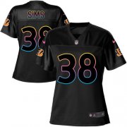 Wholesale Cheap Nike Bengals #38 LeShaun Sims Black Women's NFL Fashion Game Jersey