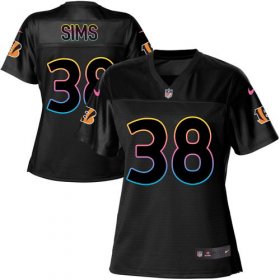 Wholesale Cheap Nike Bengals #38 LeShaun Sims Black Women\'s NFL Fashion Game Jersey