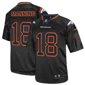 Wholesale Cheap Nike Broncos #18 Peyton Manning Lights Out Black Men\'s Stitched NFL Elite Jersey