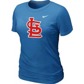 Wholesale Cheap Women\'s St.Louis Cardinals Heathered Nike Light Blue Blended T-Shirt
