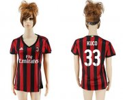 Wholesale Cheap Women's AC Milan #33 Kuco Home Soccer Club Jersey