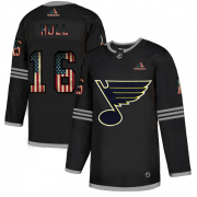 Wholesale Cheap St. Louis Blues #16 Brett Hull Adidas Men's Black USA Flag Limited NHL Jersey