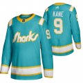Wholesale Cheap San Jose Sharks #9 Evander Kane Men's Adidas 2020 Throwback Authentic Player NHL Jersey Teal