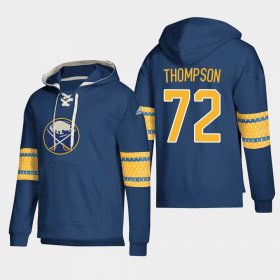 Wholesale Cheap Buffalo Sabres #72 Tage Thompson Navy adidas Lace-Up Pullover Hoodie