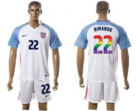 Wholesale Cheap USA #22 Rimando White Rainbow Soccer Country Jersey