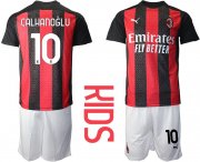 Wholesale Cheap Youth 2020-2021 club AC milan home 10 red Soccer Jerseys