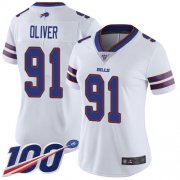 Wholesale Cheap Nike Bills #91 Ed Oliver White Women's Stitched NFL 100th Season Vapor Limited Jersey