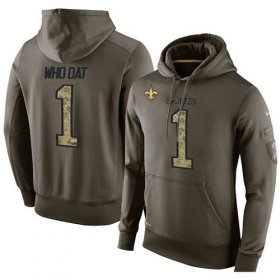 Wholesale Cheap NFL Men\'s Nike New Orleans Saints #1 Who Dat Stitched Green Olive Salute To Service KO Performance Hoodie