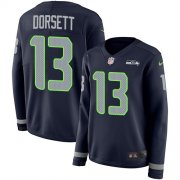 Wholesale Cheap Nike Seahawks #13 Phillip Dorsett Steel Blue Team Color Women's Stitched NFL Limited Therma Long Sleeve Jersey