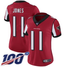 Wholesale Cheap Nike Falcons #11 Julio Jones Red Team Color Women\'s Stitched NFL 100th Season Vapor Limited Jersey