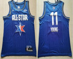 Wholesale Cheap Men\'s Atlanta Hawks #11 Trae Young Blue Jordan Brand 2020 All-Star Game Swingman Stitched NBA Jersey