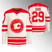 Cheap Men's Calgary Flames #29 Dillon Dube 2023 Cream Classic Primegreen Stitched Jersey
