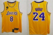 Wholesale Cheap Men's Los Angeles Lakers #8 #24 Kobe Bryant Yellow With KB Patch 2020 Nike Wish Swingman Stitched NBA Jersey