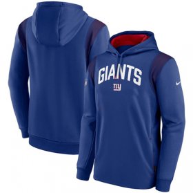 Wholesale Cheap Men\'s New York Giants Blue Sideline Stack Performance Pullover Hoodie