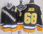 Wholesale Cheap Penguins #68 Jaromir Jagr Black/Yellow CCM Throwback 2017 Stanley Cup Finals Champions Stitched NHL Jersey