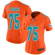 Wholesale Cheap Nike Dolphins #75 Ereck Flowers Orange Women's Stitched NFL Limited Inverted Legend Jersey