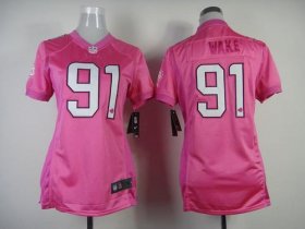 Wholesale Cheap Nike Dolphins #91 Cameron Wake Pink Women\'s Be Luv\'d Stitched NFL New Elite Jersey