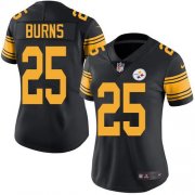 Wholesale Cheap Nike Steelers #25 Artie Burns Black Women's Stitched NFL Limited Rush Jersey