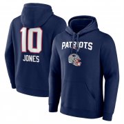 Cheap Men's New England Patriots #10 Mac Jones Navy Team Wordmark Player Name & Number Pullover Hoodie