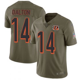 Wholesale Cheap Nike Bengals #14 Andy Dalton Olive Youth Stitched NFL Limited 2017 Salute to Service Jersey