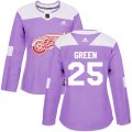 Wholesale Cheap Adidas Red Wings #25 Mike Green Purple Authentic Fights Cancer Women's Stitched NHL Jersey