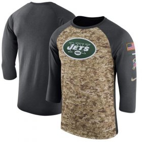 Wholesale Cheap Men\'s New York Jets Nike Camo Anthracite Salute to Service Sideline Legend Performance Three-Quarter Sleeve T-Shirt