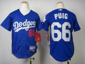 Wholesale Cheap Dodgers #66 Yasiel Puig Blue Cool Base Stitched Youth MLB Jersey
