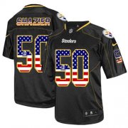 Wholesale Cheap Nike Steelers #50 Ryan Shazier Black Men's Stitched NFL Elite USA Flag Fashion Jersey