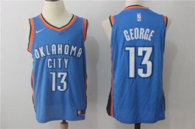 Wholesale Cheap Men\'s Oklahoma City Thunder #13 Paul George New Royal Blue 2017-2018 Nike Swingman Stitched NBA Jersey
