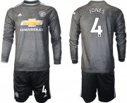 Wholesale Cheap Men 2020-2021 club Manchester united away long sleeve 4 black Soccer Jerseys