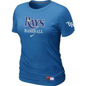 Wholesale Cheap Women\'s Tampa Bay Rays Nike Short Sleeve Practice MLB T-Shirt Indigo Blue