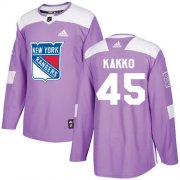 Wholesale Cheap Adidas Rangers #45 Kappo Kakko Purple Authentic Fights Cancer Stitched Youth NHL Jersey