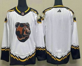 Cheap Men\'s Boston Bruins Blank White 2022 Reverse Retro Stitched Jersey
