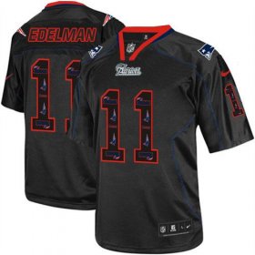 Wholesale Cheap Nike Patriots #11 Julian Edelman New Lights Out Black Men\'s Stitched NFL Elite Jersey