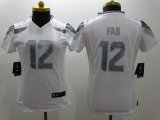 Wholesale Cheap Nike Seahawks #12 Fan White Women's Stitched NFL Limited Platinum Jersey