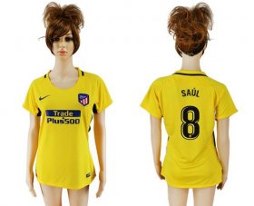 Wholesale Cheap Women\'s Atletico Madrid #8 Saul Away Soccer Club Jersey