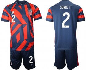 Wholesale Cheap Men 2020-2021 National team United States away 2 blue Nike Soccer Jersey