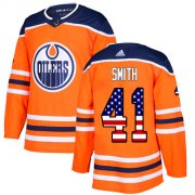 Wholesale Cheap Adidas Oilers #41 Mike Smith Orange Home Authentic USA Flag Stitched Youth NHL Jersey