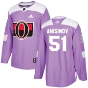 Wholesale Cheap Adidas Senators #51 Artem Anisimov Purple Authentic Fights Cancer Stitched NHL Jersey
