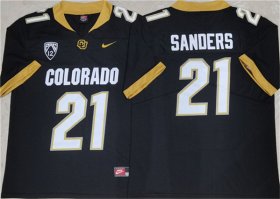 Cheap Men\'s Colorado Buffaloes #21 Shilo Sanders Black 2023 With PAC-12 Patch Stitched Football Jersey