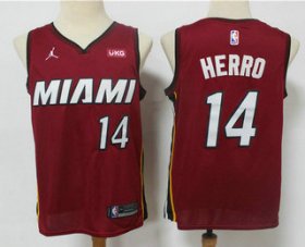 Wholesale Cheap Men\'s Miami Heat #14 Tyler Herro Red 2020 Brand Jordan Swingman Stitched NBA Jersey With The NEW Sponsor Logo