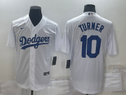 Wholesale Cheap Men's Los Angeles Dodgers #10 Justin Turner White Stitched MLB Cool Base Nike Jersey