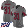 Wholesale Cheap Nike Cardinals #31 David Johnson Silver Men's Stitched NFL Limited Inverted Legend 100th Season Jersey