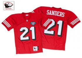 Wholesale Cheap Mitchell And Ness 75TH 49ers #21 Deion Sanders Red Stitched Throwback NFL Jersey