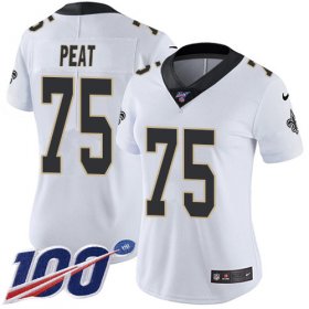 Wholesale Cheap Nike Saints #75 Andrus Peat White Women\'s Stitched NFL 100th Season Vapor Untouchable Limited Jersey