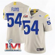 Wholesale Cheap Men's Los Angeles Rams #54 Leonard Floyd 2022 Bone Super Bowl LVI Vapor Limited Stitched Jersey