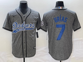 Wholesale Cheap Men\'s Los Angeles Dodgers #7 Julio Urias Grey Gridiron Cool Base Stitched Baseball Jersey
