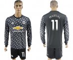 Wholesale Cheap Manchester United #11 Martial Black Long Sleeves Soccer Club Jersey