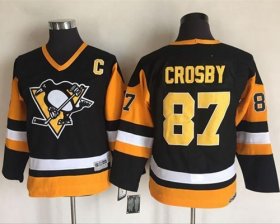 Wholesale Cheap Penguins #87 Sidney Crosby Black Alternate CCM Throwback Stitched Youth NHL Jersey
